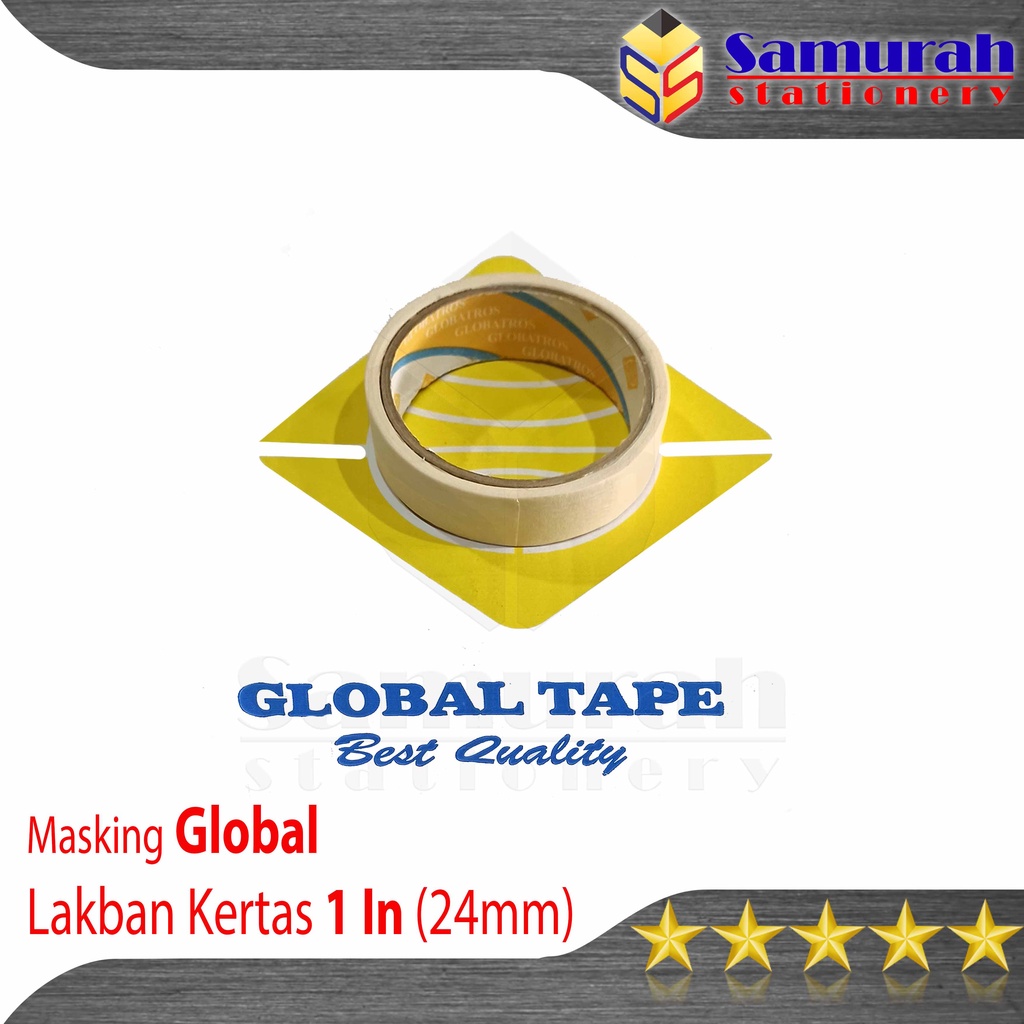 

Masking Tape Global Tape 24 mm Putih Per Rol / Lakban Kertas Lebar 1 Inch Panjang 15 Yard / Solasi Kertas 2,4 cm / Solatip - Selotip