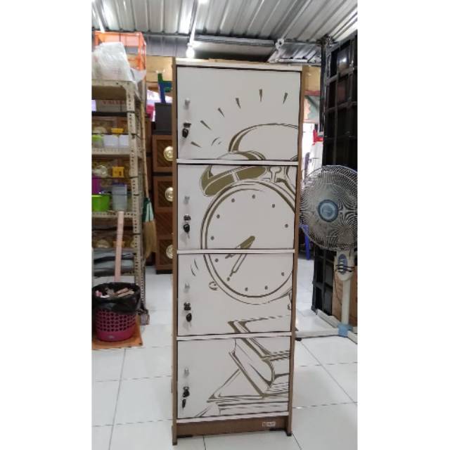 Lemari  kayu  partikel susun  4  white clock Shopee Indonesia
