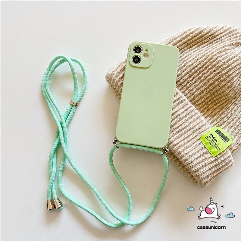 Casing REALME C12 C15 Silicon Square Edge Tali Lanyard Softcover case Non Logo