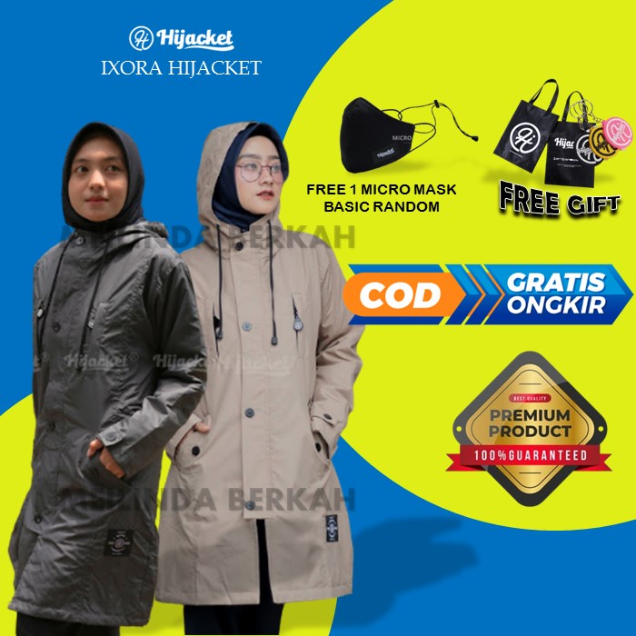 HIJACKET IXORA - HIJAKET ORIGINAL JAKET HOODIE ANTI AIR / JAKET HIJABERS HOODIE WANITA / JAKET WANIT