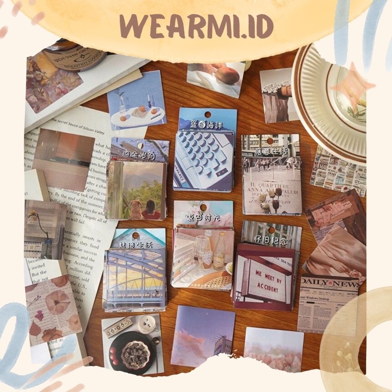 

45 pcs Sticker Pack Motif Dessert Sky House Aesthetic Scrapbook Bujo Jurnal DIY