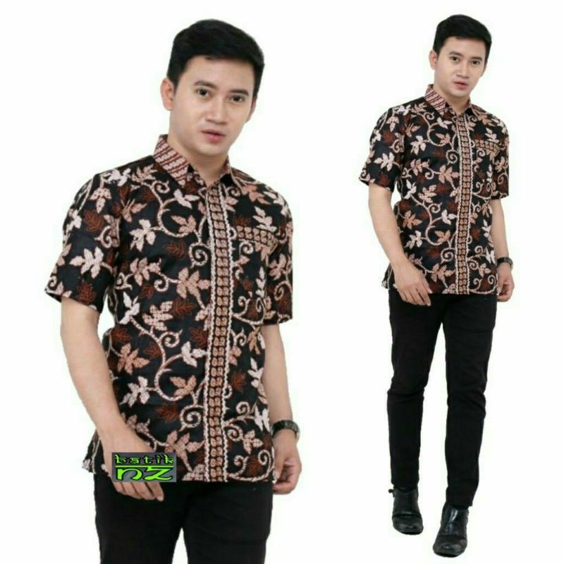 Kemeja Batik Pria Pendek BSWART BatiK HRB026 Kenongo Kemeja Pendek Padi Termurah