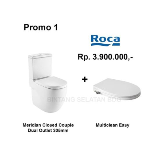 PROMO CLOSET DUDUK MONOBLOCK ROCA MERIDIAN WITH MULTICLEAN EASY P1