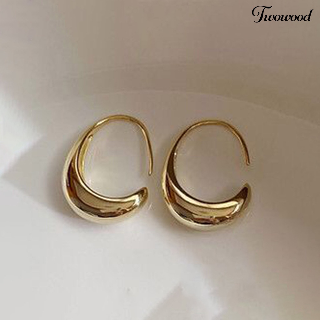 1 Pasang Anting Hoop Geometris Busur Ringan Gaya Minimalis