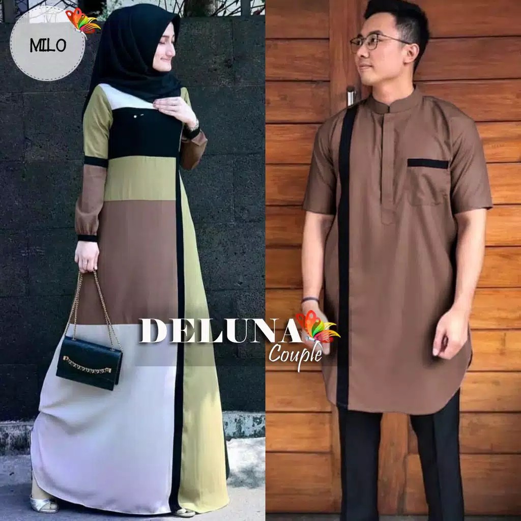 Deluna Couple PREMIUM Baju Pasangan Cp Muslim Gamis Pesta Kondangan Lebaran Termurah