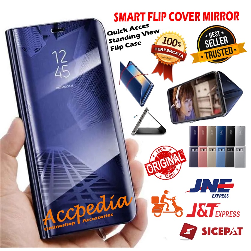 VIVO Y12/ Y15/ Y17/ Y19/ Y20 CASE FLIP MIRROR SMART COVER STANDING VIEW