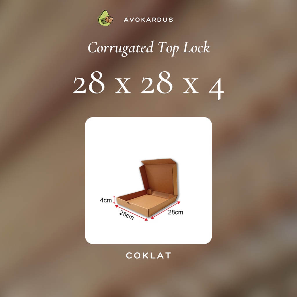 

Kardus Corrugated Die Cut 28x28x4 Top Lock Kotak Dus