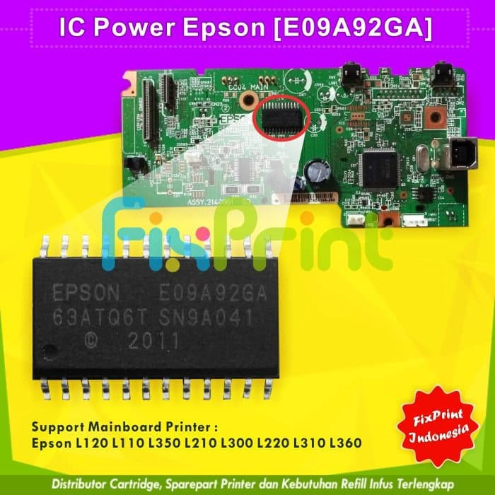 IC Power Epson E09A92GA IC6 Mainboard Printer L455 L485 L550 L555 L565 FPTS1605