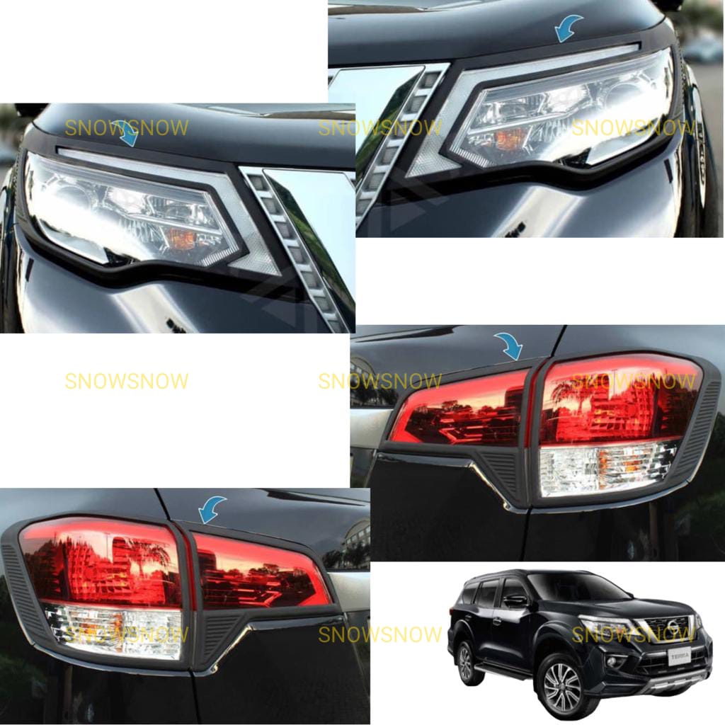 Paket Garnish Lampu Depan Belakang Nissan Terra 2018 2022 up Hitam Chrome