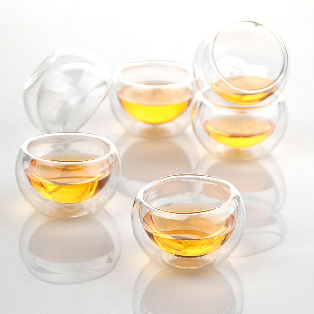 Populer 50ml Gelas Kaca Mini Minum Handmade Transparan Tahan Panas Double Wall Insulated Tea Cups