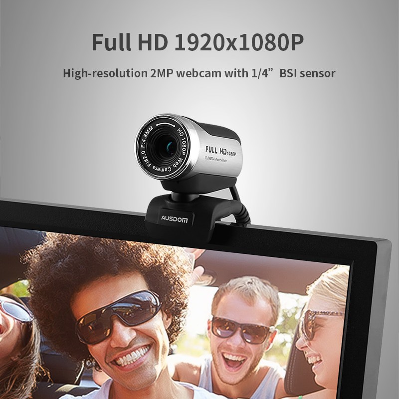 Webcam ausdom wired usb 2.0 12mp 1080p Full HD 30fps with microphone aw615 - camera Pc cpu laptop FHD mic 30 fps aw-615