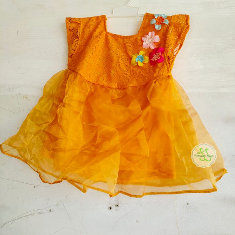 Dress anak 1 2 tahun gaun pesta anak cewek perempuan organza mewah tutu ( dress organza )