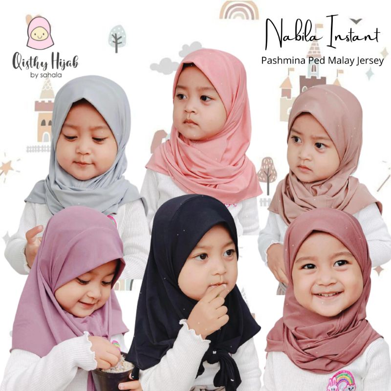 Jilbab Anak Nabila instan | Jilbab Segitiga Instan Anak Jersey | jilbab Segitiga Nabila Instan | Premium Murah Original | Qisthy Hijab