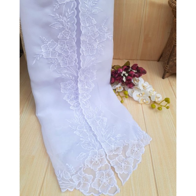 kain kebaya bordir motif terbaru special warna putih bersih