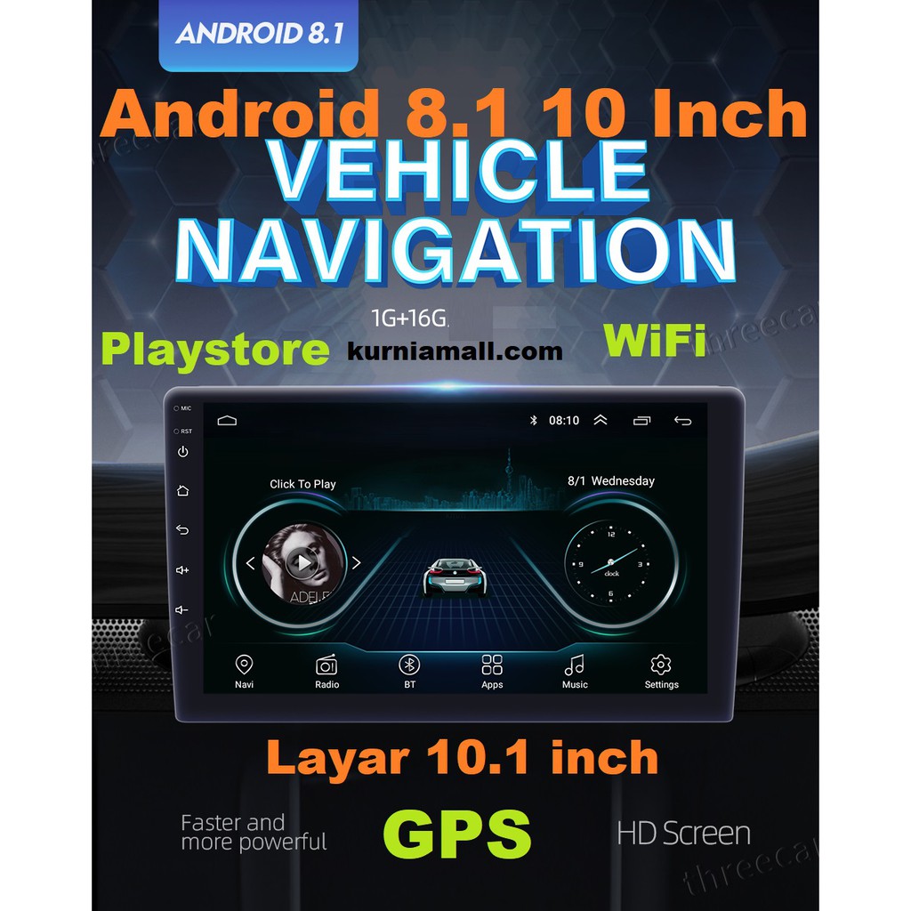 Double DIN GPS WIFI Head unit Android layar 10.1 inch Touch Screen Bluetooth FM HD 1080P Mirrorlink