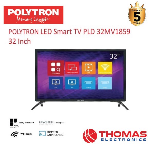 POLYTRON LED Smart TV PLD 32MV1859 32 Inch Easy Smart Digital GARANSI RESMI