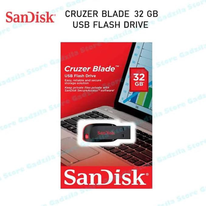 USB Flashdisk SanDisk 32GB - 32 GB Cruzer Blade Original Ori Resmi Baru FD FlashDrive