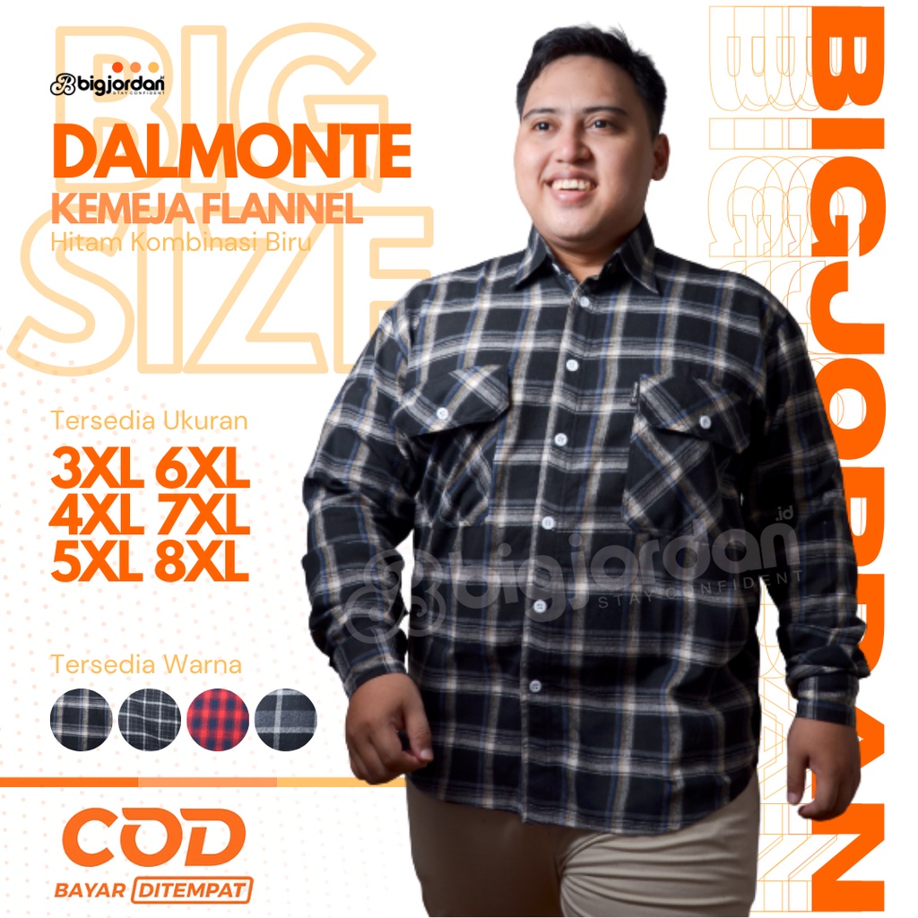 ADAM SMITH Kemeja Flanel jumbo 3XL 4XL 5XL 6XL 7XL 8XL flannel shirt big size BIG JORDAN Oversize