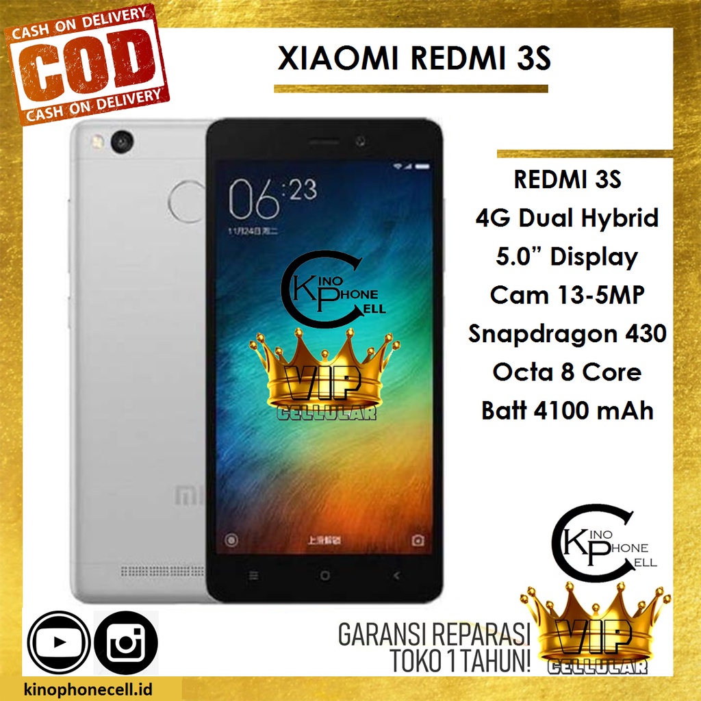 hp xiaomi redmi 3s 16gb ram 2gb handphone murah 4g lte 2 sim
