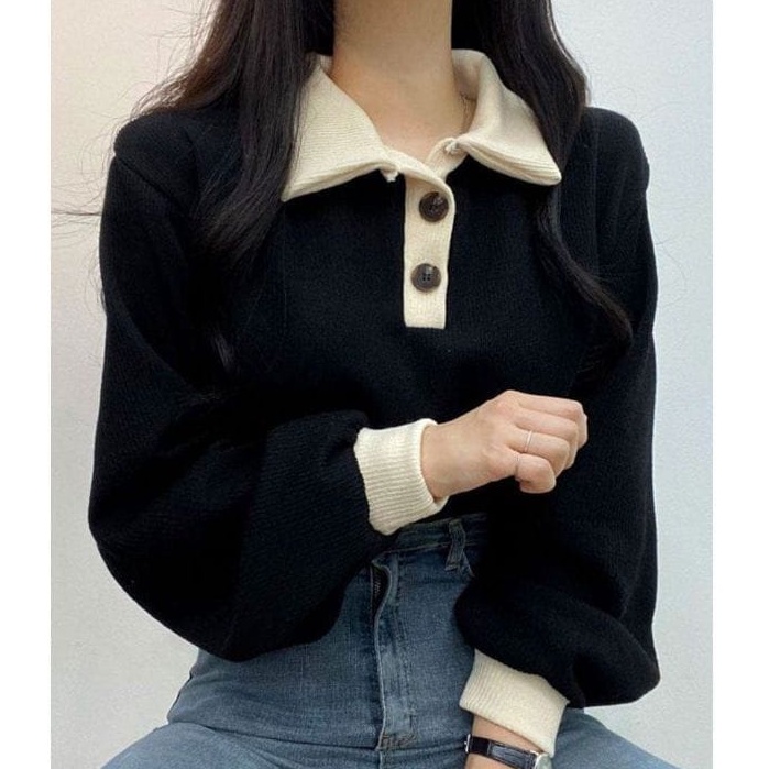 Collar Girl Sweater wanita oversize - sweater wanita