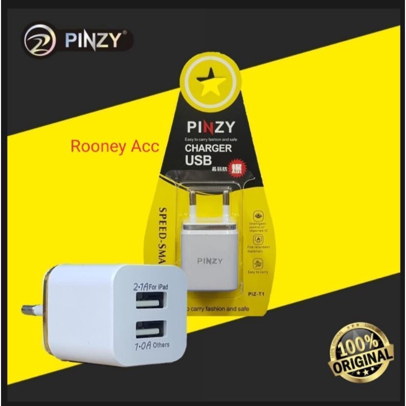 BATOK CES/ADAPTOR CHARGER PINZY T1 2 USB/SPEED AND SMART PINZY CHARGER 2 PORT T1 SERIES GROSIR MURAH