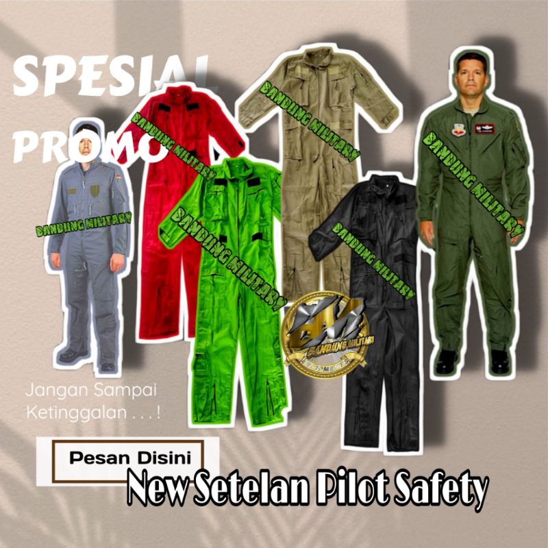 Wearpack Safety Coverall Pilot Velcro TNI Seragam Jatah Penerbang Katelpak Tentara Logo Falkutas Mek