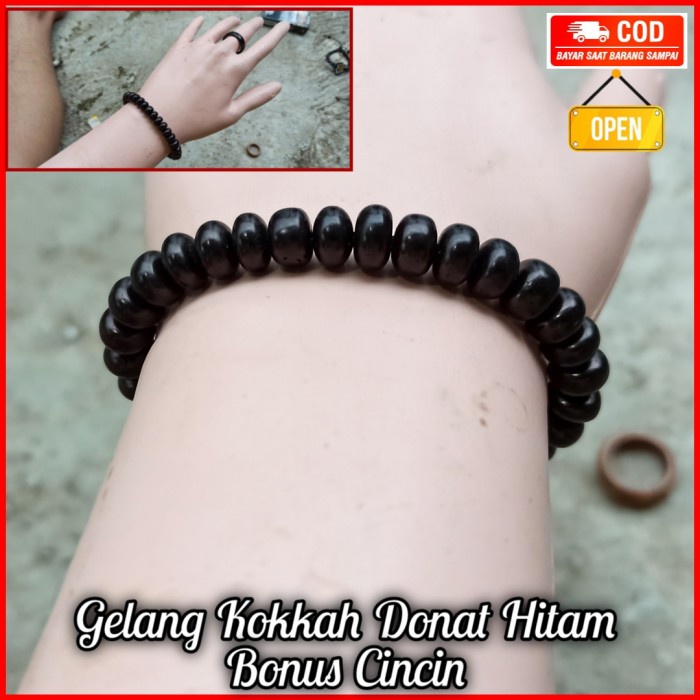 (PROMO) gelang tasbih kaukah 33 butir sertifikat keaslian kokka koka hitam - Hitam