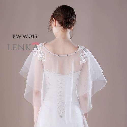 [SIAP KIRIM] BOLERO PENGANTIN WANITA MODERN PESTA RENDA PUTIH KOREA BWW015