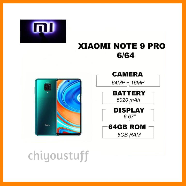 XIAOMI REDMI NOTE 9 PRO 6/64 4GB RAM 64GB ROM GARANSI RESMI