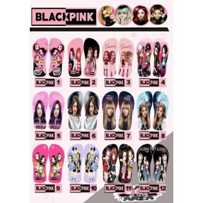 PO Sendal karakter printing free nama | Blackpink