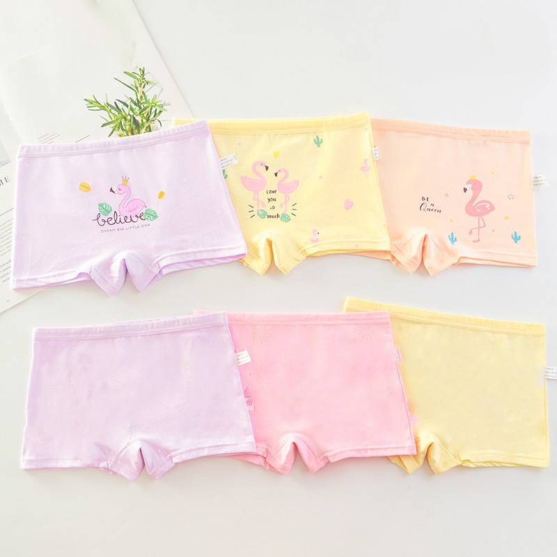 3PCS Celana Dalam Anak Perempuan Katun Motif Lucu Flamingo Dan Princess CD Menyerap Keringat