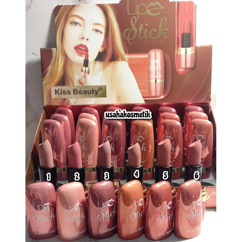 PROMO PER 19PCS LIPSTICK MATTE VIVID COLOR KISS BEAUTY NO.35800-03A