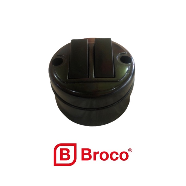 Saklar 2 BROCO hitam bulat | Saklar double BROCO bulat