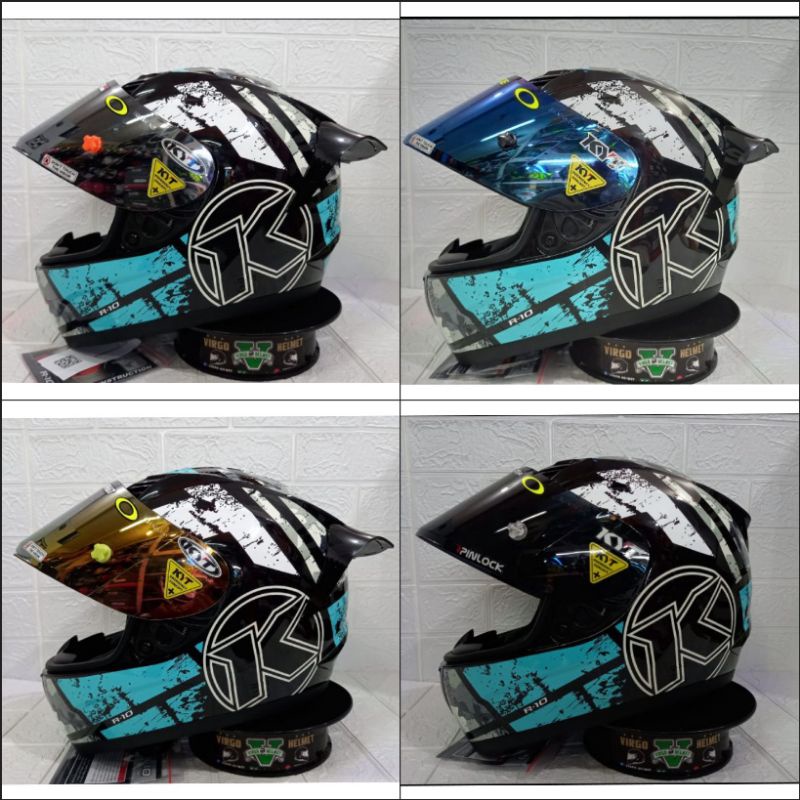 HELM KYT R10 #3 AQUA BLUE PAKET GANTENG