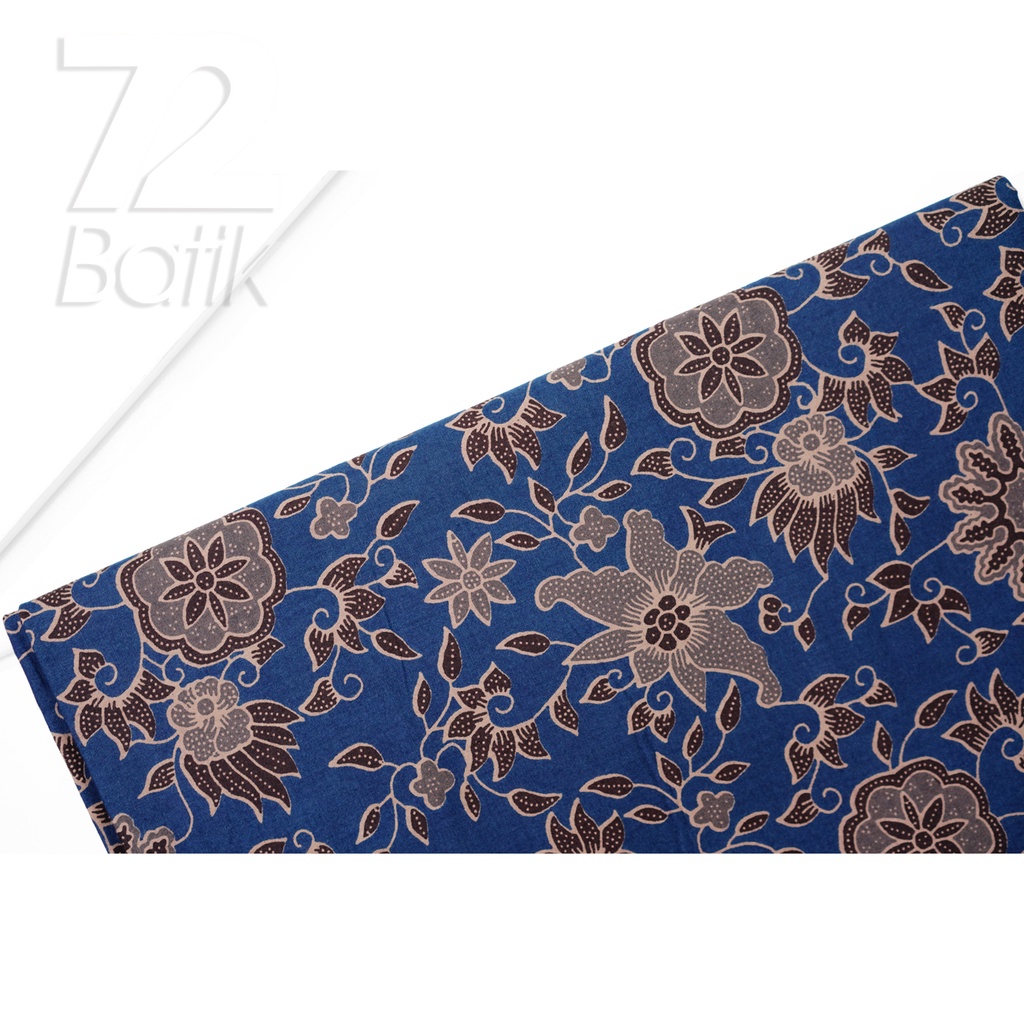 KAIN BATIK PREMIUM Bahan Katun Motif Kembang Latifolia Warna Biru 721917 Cap 72 Jarik Jarit Samping Kebat Panjang Batik Katun Modern Premium Bahan Seragam Batik Pernikahan Kantor Keluarga Murah Kamen Jadi Batik Bali Lembaran