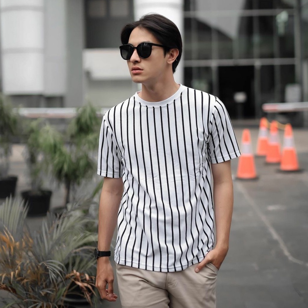 KAOS STRIPE LENGAN PENDEK | KAOS STRIPE PRIA WANITA | STRIPE HORISONTAL