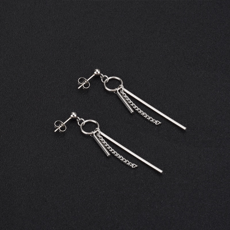 1 Pc Anting Stud Rumbai Panjang Desain Bintang Gaya Hip Hop Korea Untuk Pria Dan Wanita