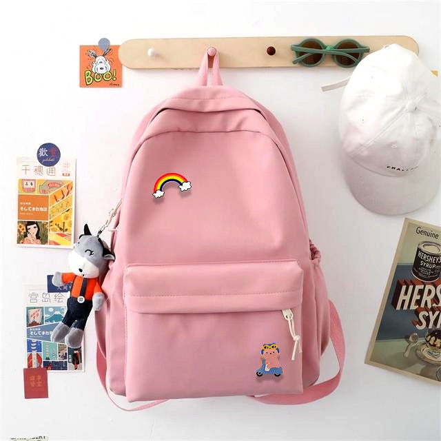 Tas Ransel Wanita Terbaru 2022 Wanita Lucu Harajuku Panelles Sekolah Ransel Wanita Korea Free Bros Lucu-Pink