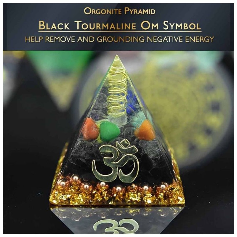 Orgonite Pyramid Black Tourmaline Om Symbol BC244