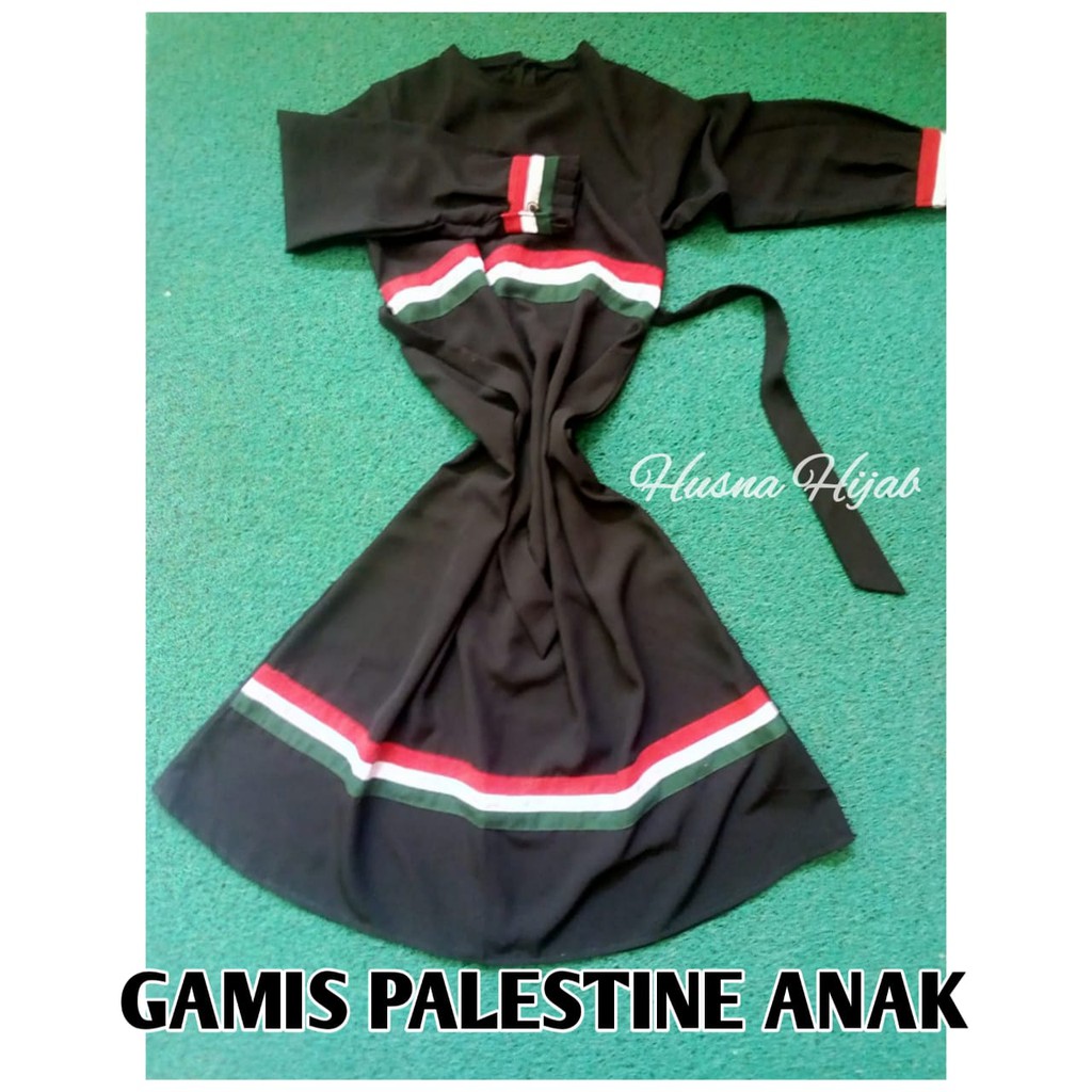 [BRAND HUSNA HIJAB] Gamis Palestine Anak SD Free Cadar Anak / Gamis Palestina Anak