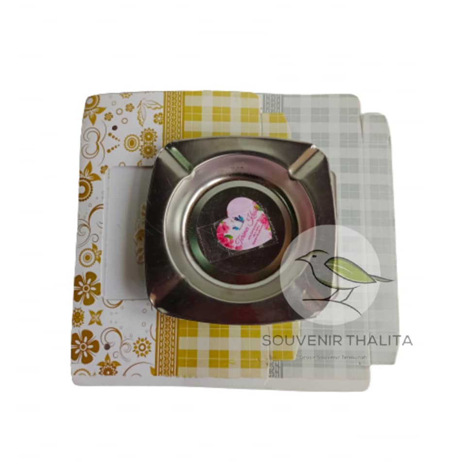 100 Pcs Souvenir Asbak Stainless Kemasan Box LEMBARAN - Wedding Souvenir Pernikahan