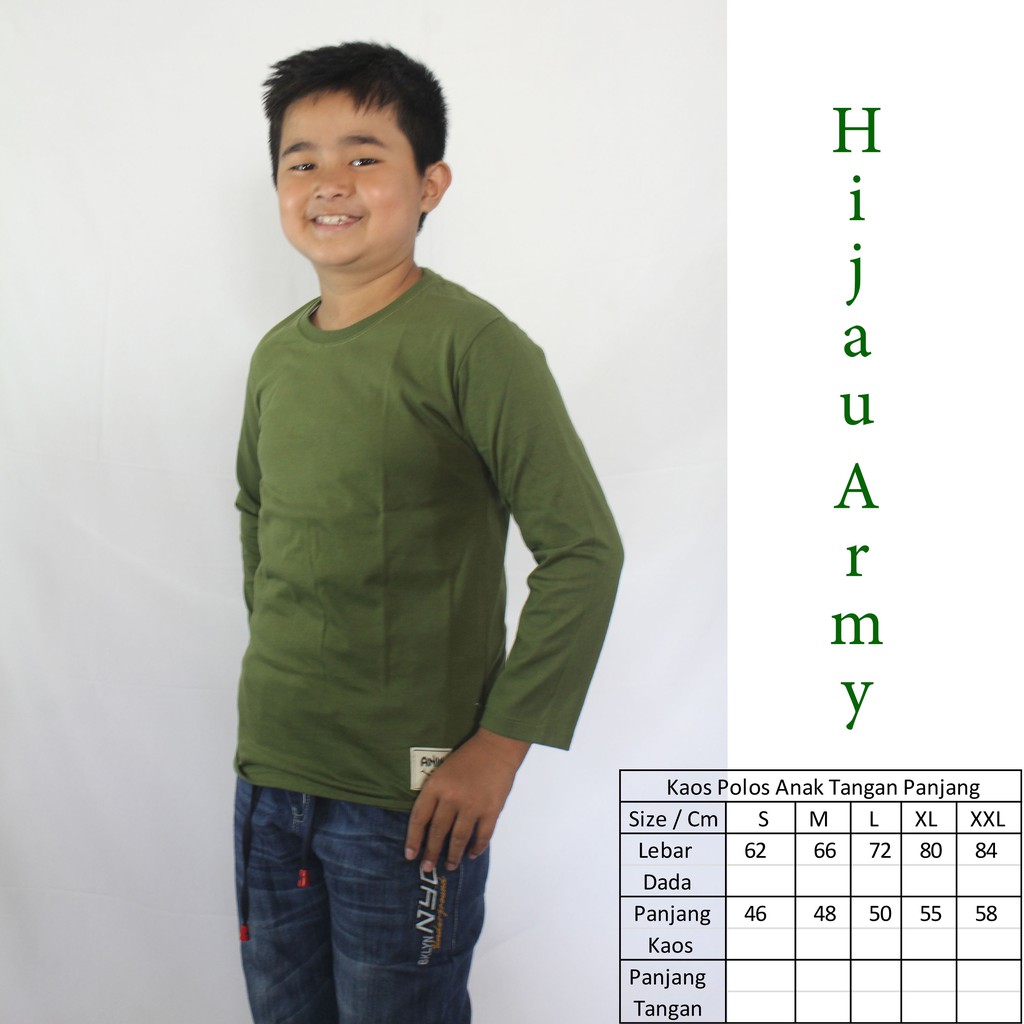 KAOS POLOS ANAK COWO PANJANG HIJAU ARMY