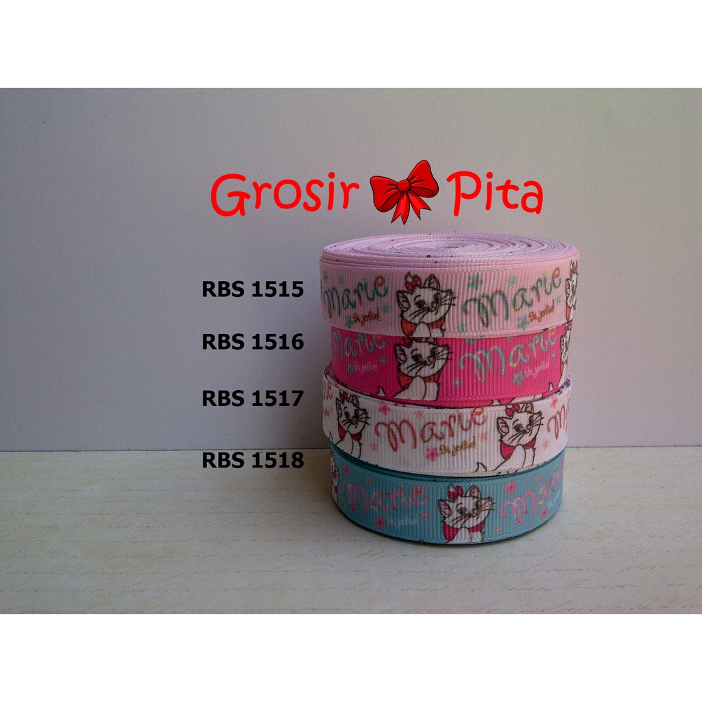 

(25 yard) Pita Grosgrain Motif Marie Cat RBS 1515,1516,1517,1518 | Toko Bahan Craft | Grosir Pita