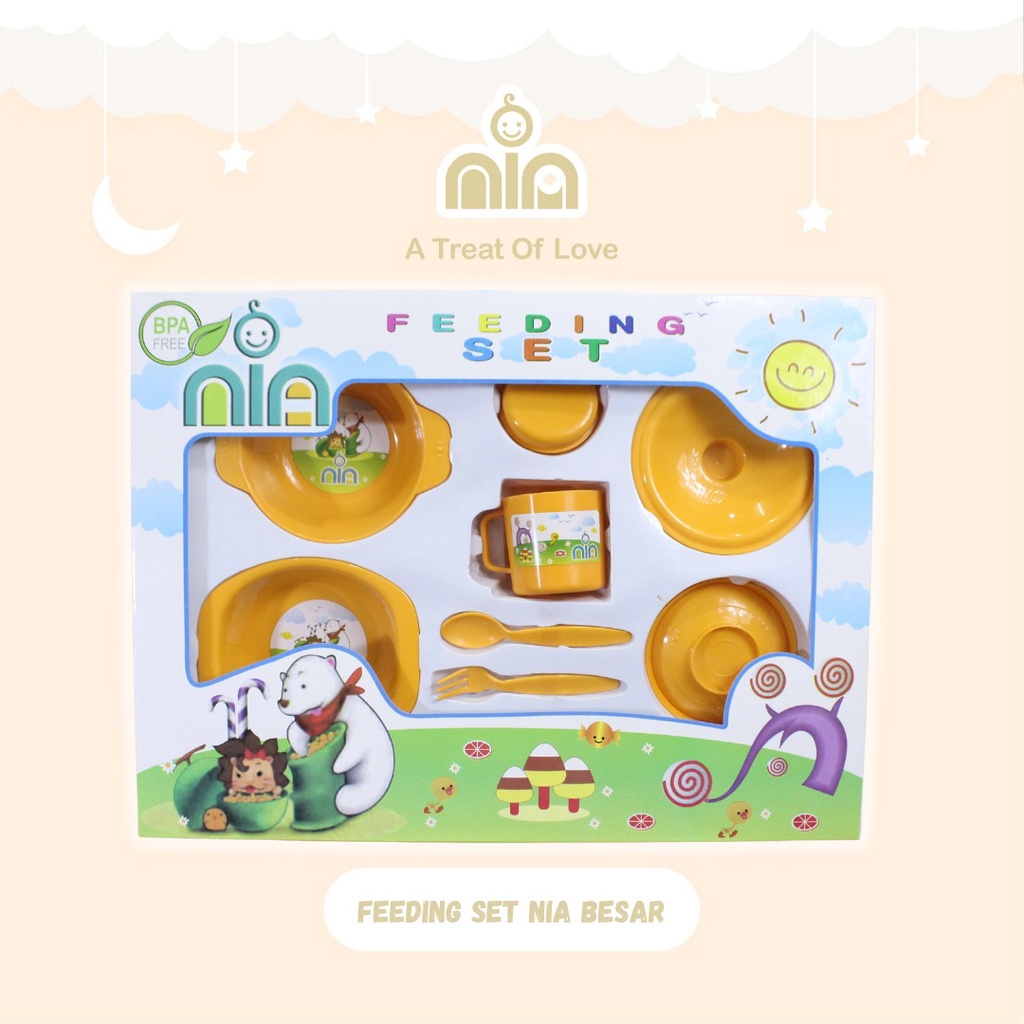 Promo !! SALE!!! FEEDING SET NIA BESAR/TEMPAT MAKAN BAYI NIA SIZE L 8IN1/KADO BAYI