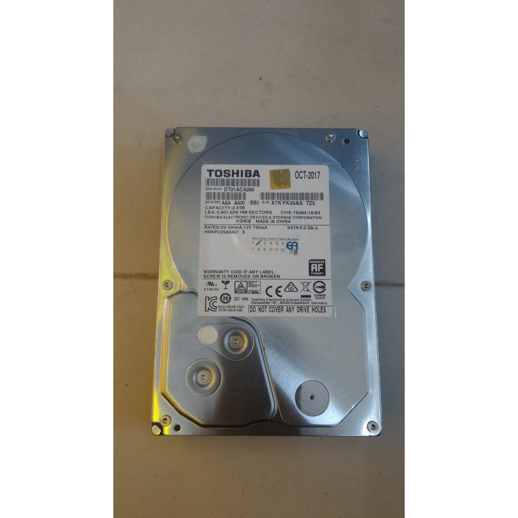 Harddisk HDD Internal PC Toshiba 2TB 3.5 Inch SATA