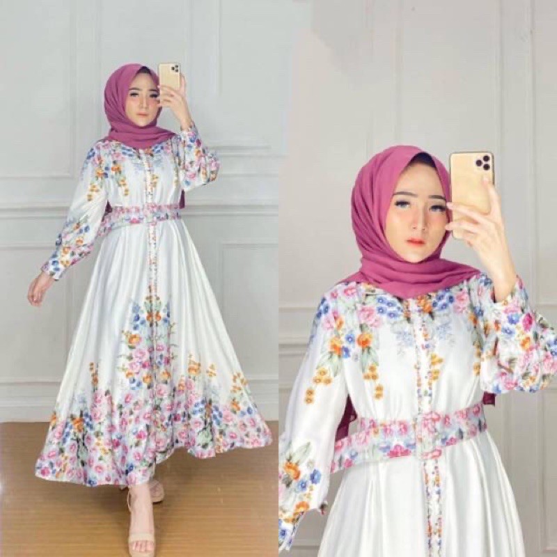 MT8000 DRESS FROZEN FLOWER WHITE GLORY MAXI