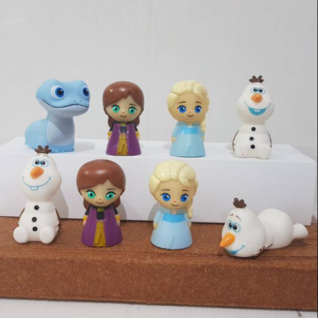 topper mainan karet frozen 4cm hiasan kue ulang tahun pajangan mobil figurin