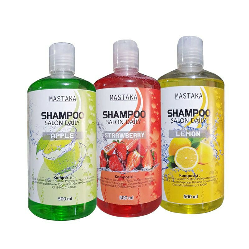 SALON DAILY SHAMPOO MASTAKA 500ML DEWASA &amp; ANAK ANAK  - STRAWBERRY - LEMON - APEL