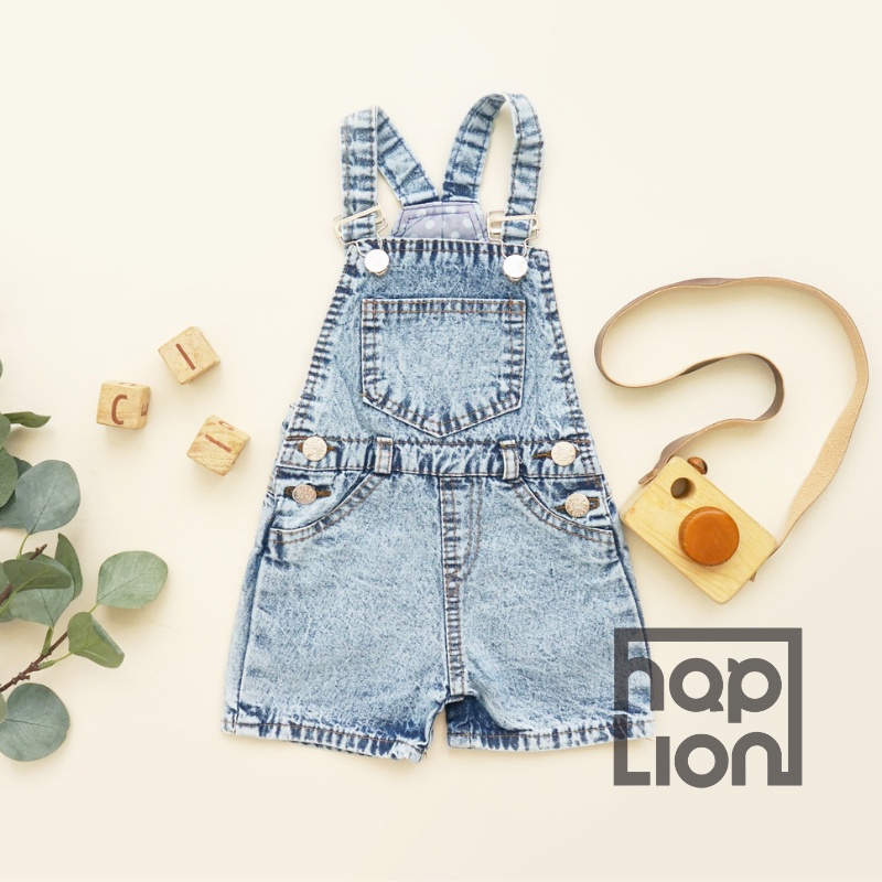 Overall Celana Pendek Jeans Anak Unisex Laki Perempuan 6 Bulan - 4 Tahun Baju Kodok | Haplion Kidswear