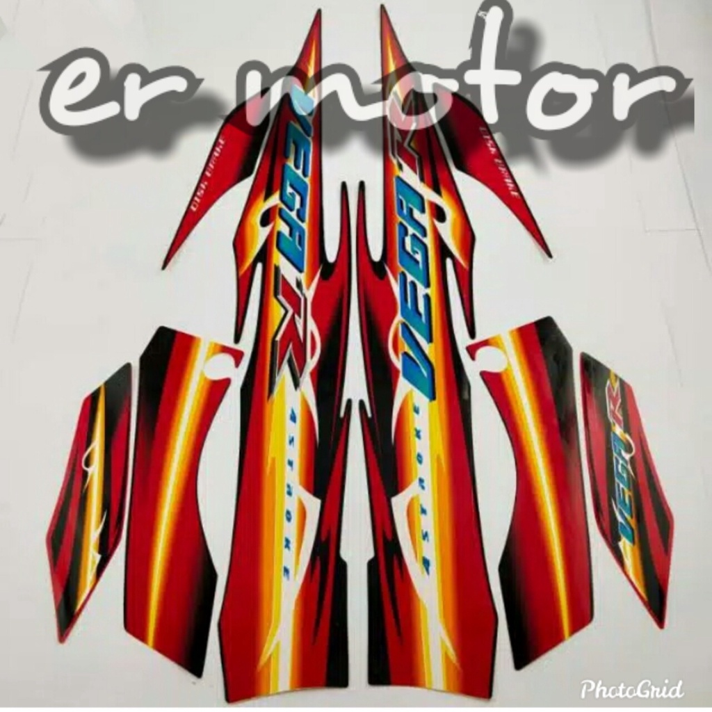 striping sticker motor yamaha vega r new merah hitam 2007 2008